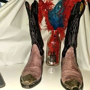 Tony Llama rare mauve ostrich/leather boots